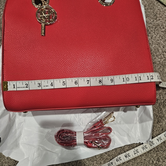 Badgley Mischka Red Satchel with Gold Accents - Picture 4 of 9